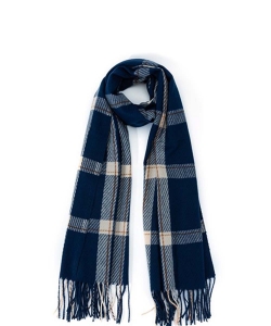 Plaid Fringed Ends Winter Scarf SF320110 BLUE